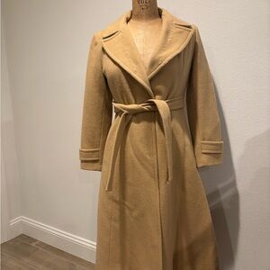 Vintage Wood Belted Coat Jacket Classic Camel Tan Swing Coat Lined Beautiful S